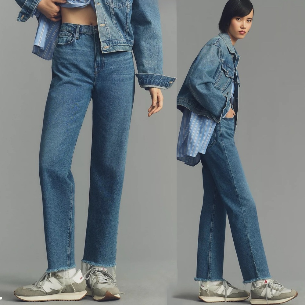 NWT Frame Le Jane Crop Raw Fray Hem Straight Jeans
